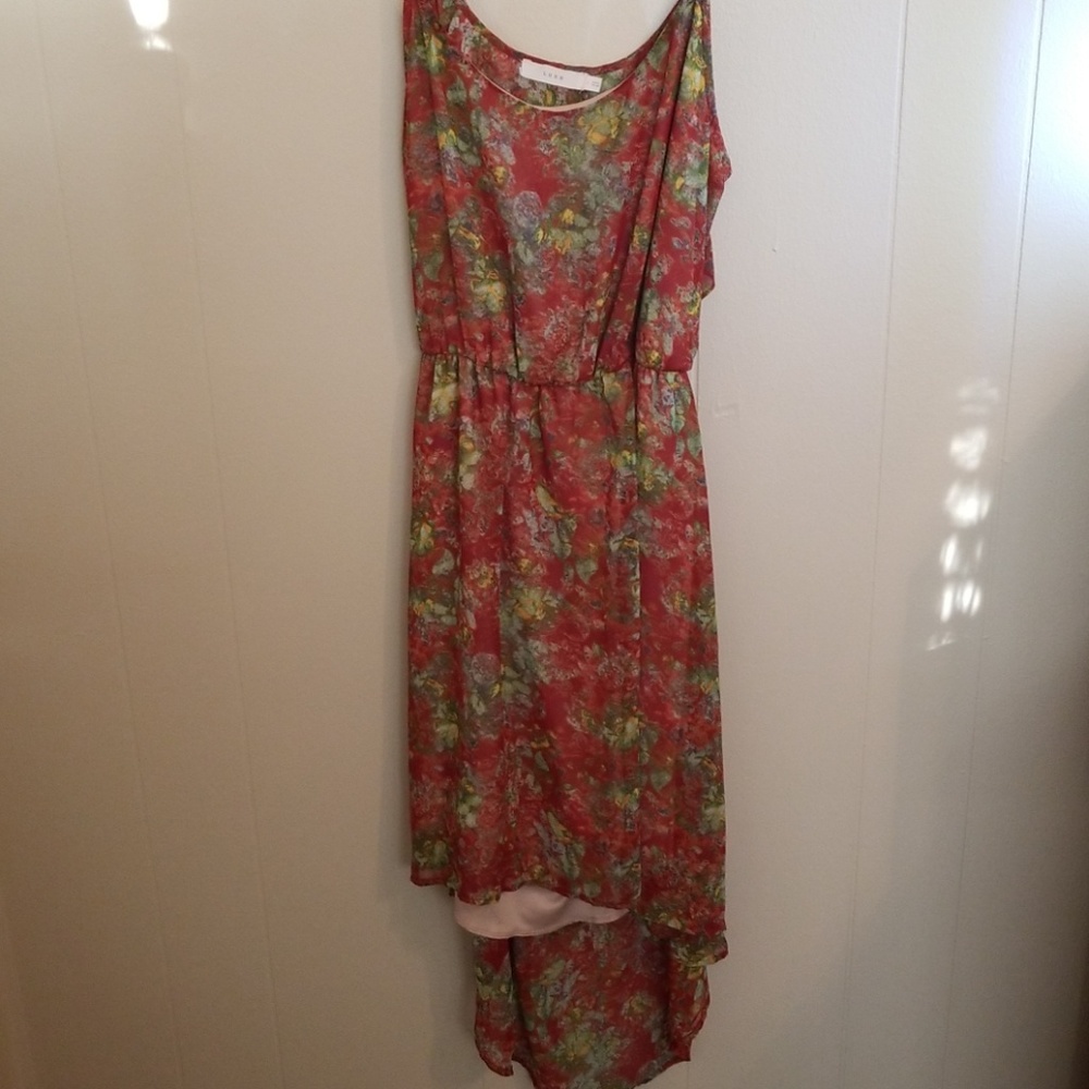 Warm-colored high low dress